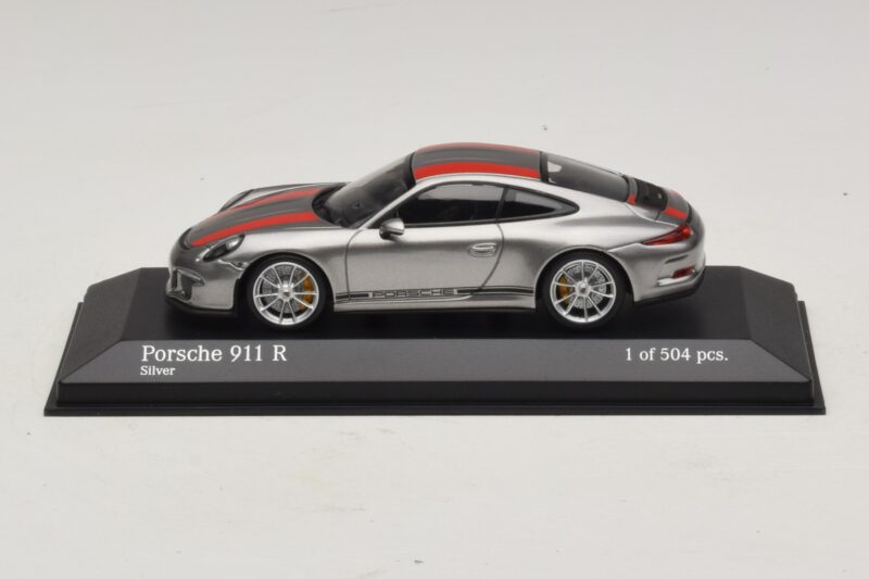 Porsche 911 991.1 R Silber Mit Orangen Streifen Minichamps 1:43 410066222 Metall